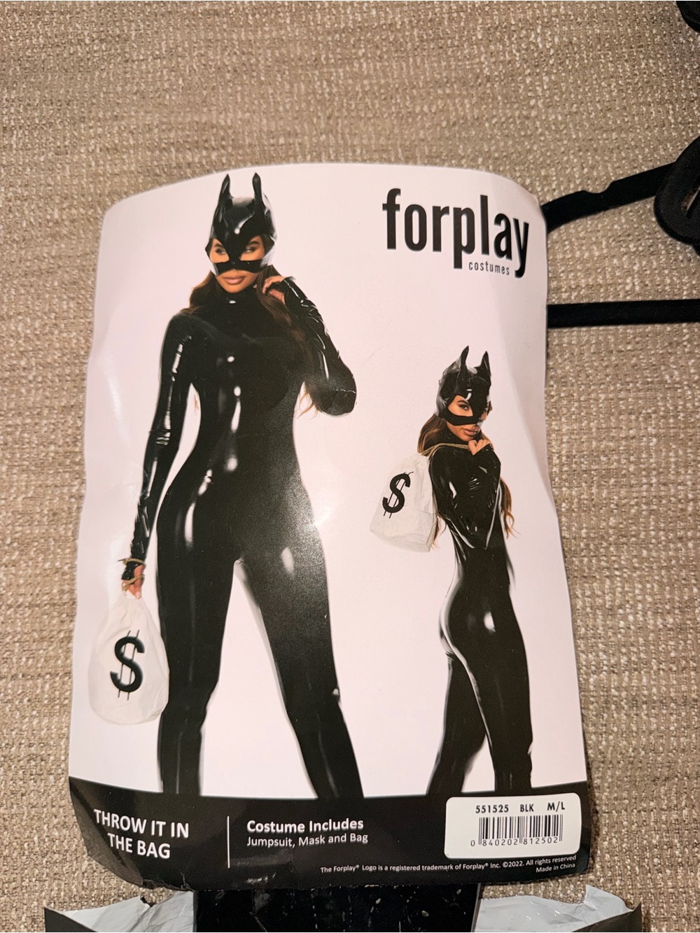 Costume Forplay Black Faux Leather Catwoman-Style Jumpsuit with Mask